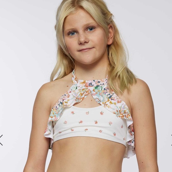 O’Neil’s | ARDEN FLORAL RUFFLE HI-NECK SWIM, Size 12, NWT - Picture 1 of 12